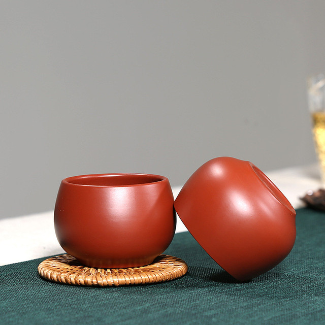 4 sztuki Yixing Retro purpurowej gliny filiżanki do herbaty - ręcznie wykonane butik miseczki, idealne do ceremonii parzenia herbaty - Wianko - 3