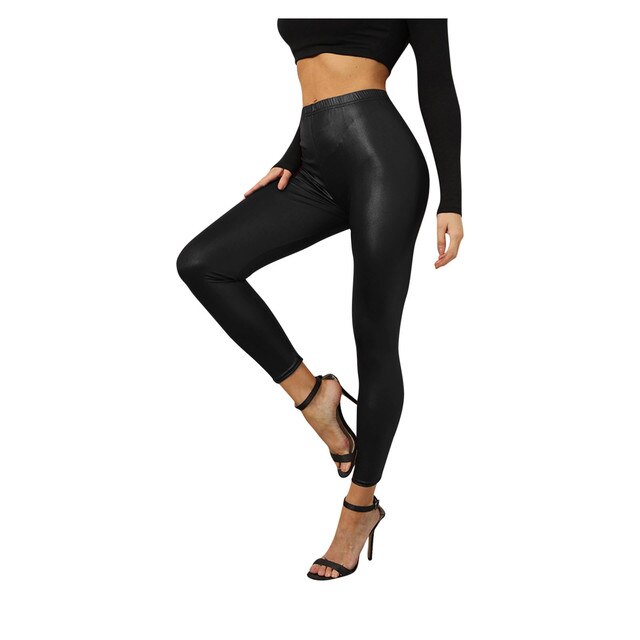 Elastyczne skórzane spodnie legginsy Skinny dla kobiet - casualowy, nowoczesny styl 2021 - Wianko - 3