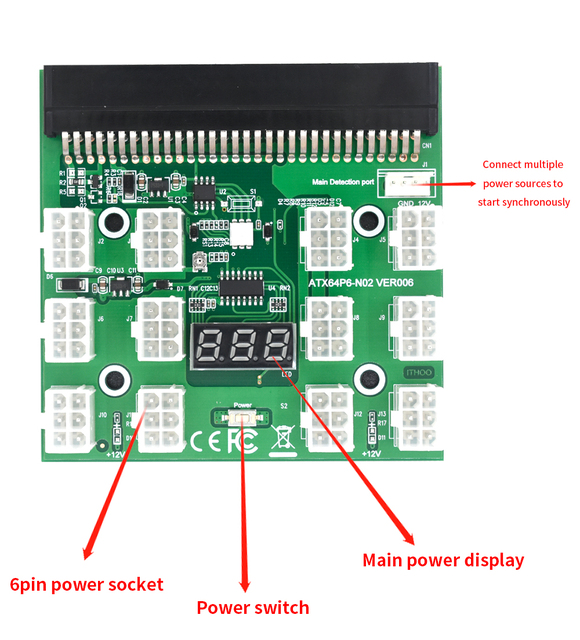 TISHRIC 2021 - Tabliczka zaciskowa do PSU HP 750W/1200W GPU z konwerterem 6Pin do 8Pin dla karty graficznej do miningu BTC - Wianko - 7