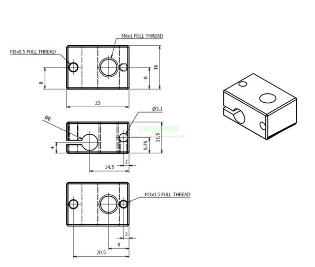 Czarny grzejnik aluminiowy V6 PT100 do drukarki 3D - Wianko - 2