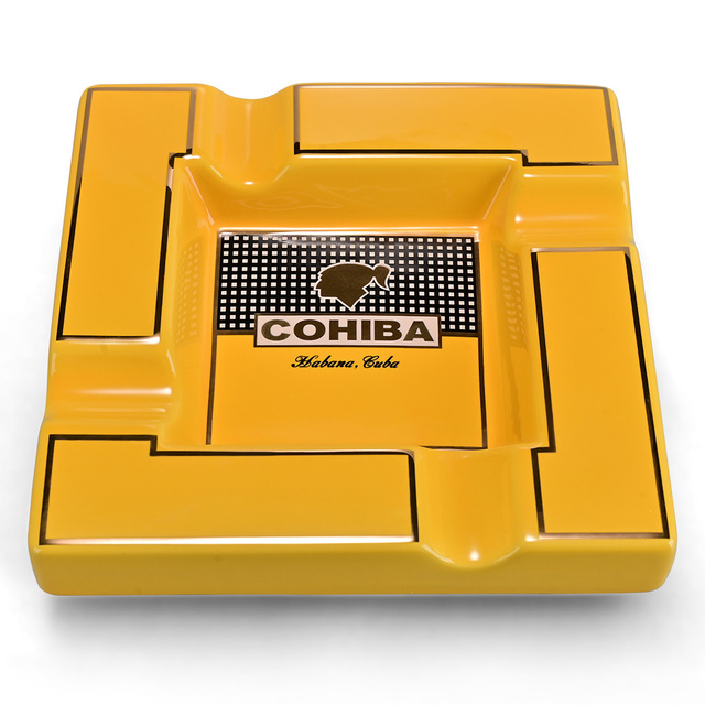Ceramiczne popielniczki cygarowe COHIBA - kwadratowe, 4 uchwyty, duża popielniczka stołowa z pudełkiem - Wianko - 13