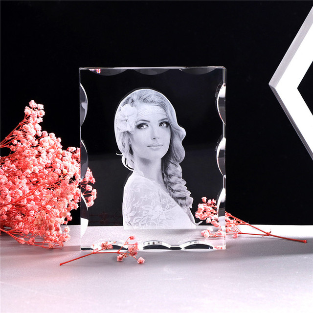 Niestandardowa kryształowa ramka na zdjęcia - personalizowany grawer laserem - album fotograficzny kwadratowy - duży szklany obraz - pamiątka ślubna Xmas prezent - Wianko - 8