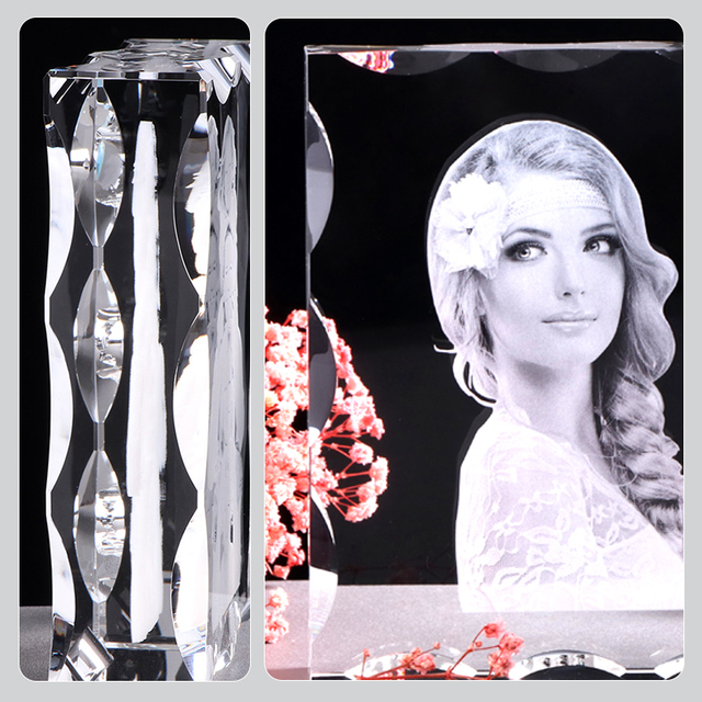 Niestandardowa kryształowa ramka na zdjęcia - personalizowany grawer laserem - album fotograficzny kwadratowy - duży szklany obraz - pamiątka ślubna Xmas prezent - Wianko - 7