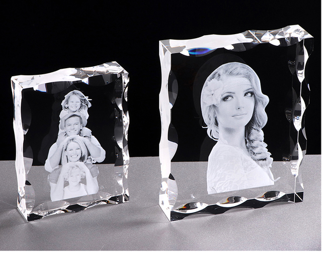 Niestandardowa kryształowa ramka na zdjęcia - personalizowany grawer laserem - album fotograficzny kwadratowy - duży szklany obraz - pamiątka ślubna Xmas prezent - Wianko - 2