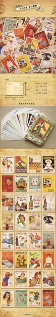 32 szt. Wizytowniki kolekcjonerskie Retro Nostalgia Europa plakat karty pocztówki kreskówka - Wianko - 1