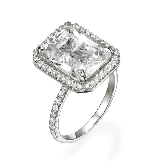 Luksusowy pierścionek obrączkowy z dużym kwadratowym kamieniem CZ - biżuteria damska na imprezę i zaręczyny - Wianko - 2