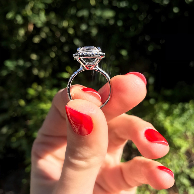 Luksusowy pierścionek obrączkowy z dużym kwadratowym kamieniem CZ - biżuteria damska na imprezę i zaręczyny - Wianko - 6