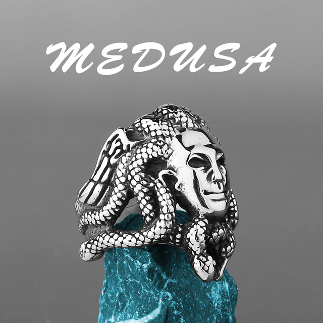 Pierścień męski/damski Medusa z mitologii greckiej - vintage, wykonany ze stali nierdzewnej - moda punk gotycka - Wianko - 4
