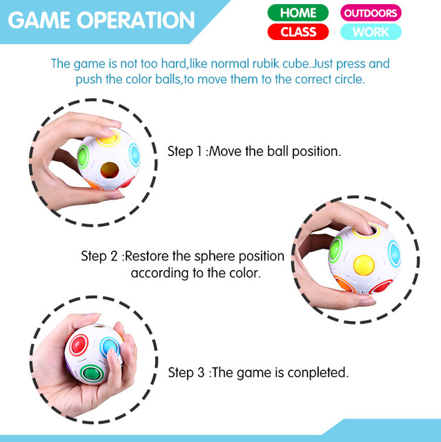 Magiczna tęczowa piłka sferyczna układanka kreatywna dla dzieci i dorosłych - edukacyjna zabawka do poznawania kolorów i redukcji stresu, wymaga użycia palec - Wianko - 8