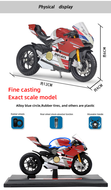 Model Ducat Panigale V4 S 1:18 - odlew ze stopu, z działającym amortyzatorem - idealna zabawka dla dzieci i kolekcjonerów - Wianko - 2