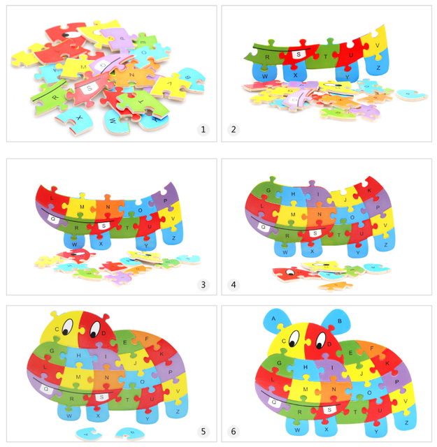 Drewniane puzzlowe gry z nauką angielskiego ABC dla dzieci - wczesna edukacja - Wianko - 16