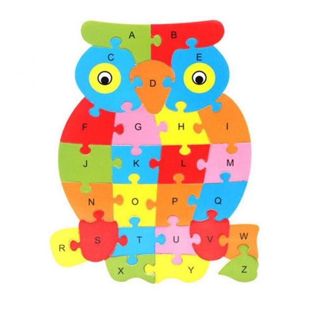 Drewniane puzzlowe gry z nauką angielskiego ABC dla dzieci - wczesna edukacja - Wianko - 4