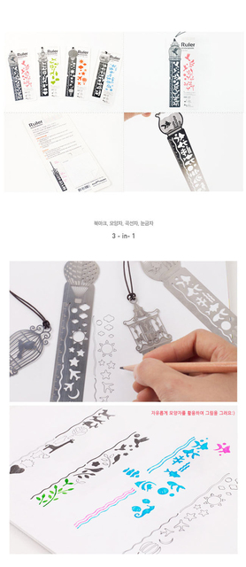 Śliczną ultra-cienką metalową linijkę z wytłoczonym wzorem w postaci kreatywnej, koreańskiej wróżki z kolekcji opowieści i zakładek dla studentów - Wianko - 7
