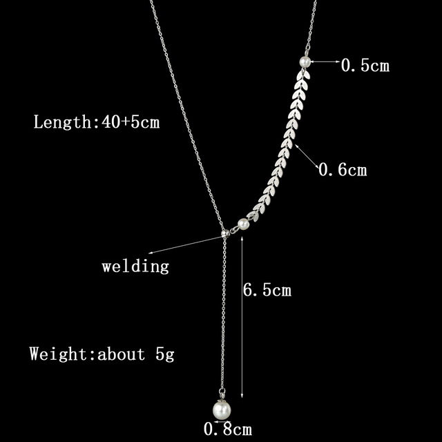 Naszyjnik z perełkami ze stali nierdzewnej Goxijite dla kobiet w kształcie litery Y - Wianko - 4