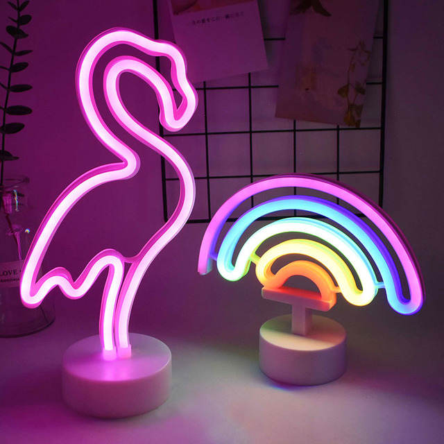 Lampa dekoracyjna LED USB Flamingo jednorożec gwiazda księżyc kaktus - Wianko - 14