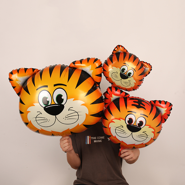 Duży balon z postaciami kreskówkowymi: lew, tygrys, małpa, krowa, zebra i żyrafa - Wianko - 2