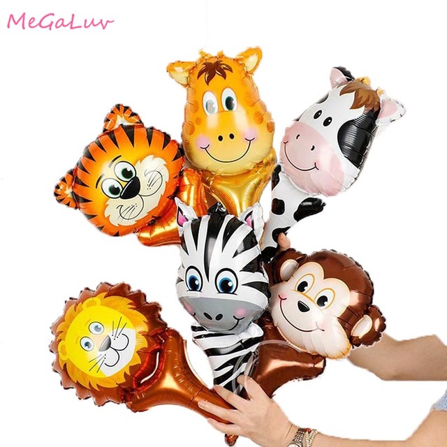 6 sztuk balonów foliowych zwierząt z dżungli: tygrys, lew, żyrafa - Wianko - 1
