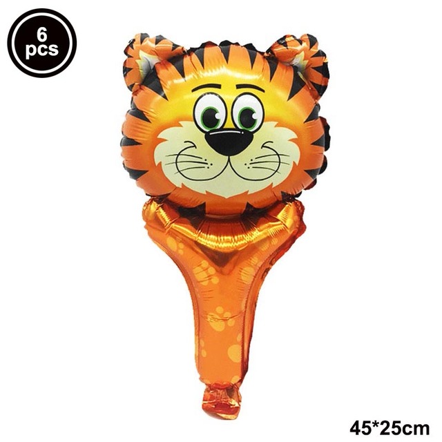 6 sztuk balonów foliowych zwierząt z dżungli: tygrys, lew, żyrafa - Wianko - 4