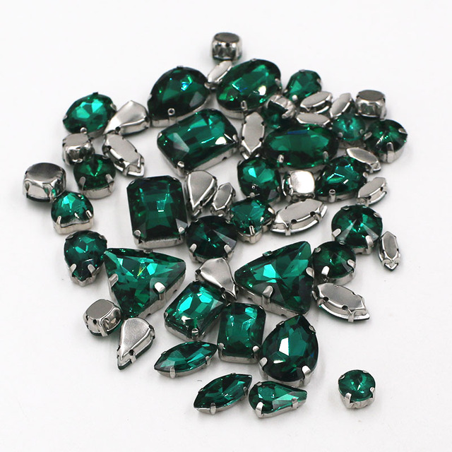Mieszane kształty malachitowego zielonego szkła kryształowego do robienia pazurów z dżetowymi diy dodatkami odzieżowymi - Wianko - 2