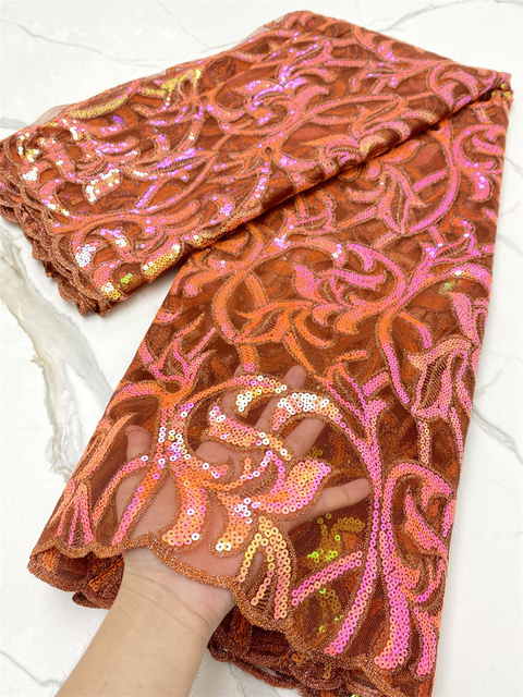 Afrykańska koronkowa tkanina 2021 - najnowsza złota sari wysokiej jakości koronka na suknię ślubną - Wianko - 6