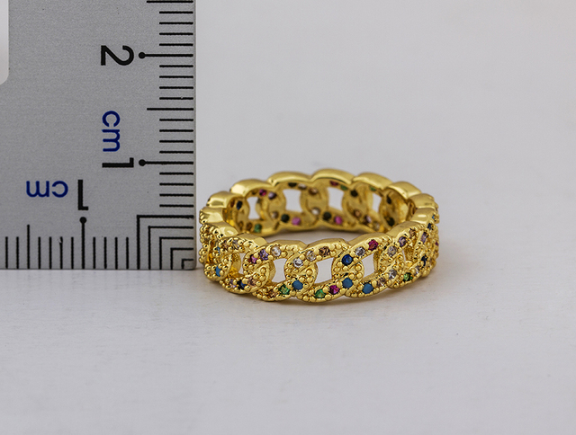 Pierścień zaręczynowy z kryształowym sercem Rainbow Rhinestone, złotymi cyrkoniami i miedzią - Wianko - 29