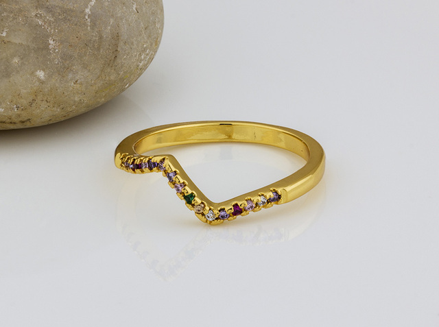 Pierścień zaręczynowy z kryształowym sercem Rainbow Rhinestone, złotymi cyrkoniami i miedzią - Wianko - 38