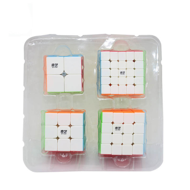 Luksusowy zestaw magicznych kostek QiYi 4 sztuki: 2x2, 3x3, 4x4, 5x5, piramida, Megaminx - kształcenie zawodowe i edukacyjne zabawki Cubo - Wianko - 6