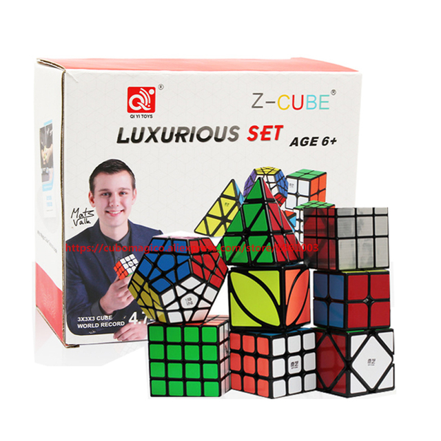 Luksusowy zestaw magicznych kostek QiYi 4 sztuki: 2x2, 3x3, 4x4, 5x5, piramida, Megaminx - kształcenie zawodowe i edukacyjne zabawki Cubo - Wianko - 16