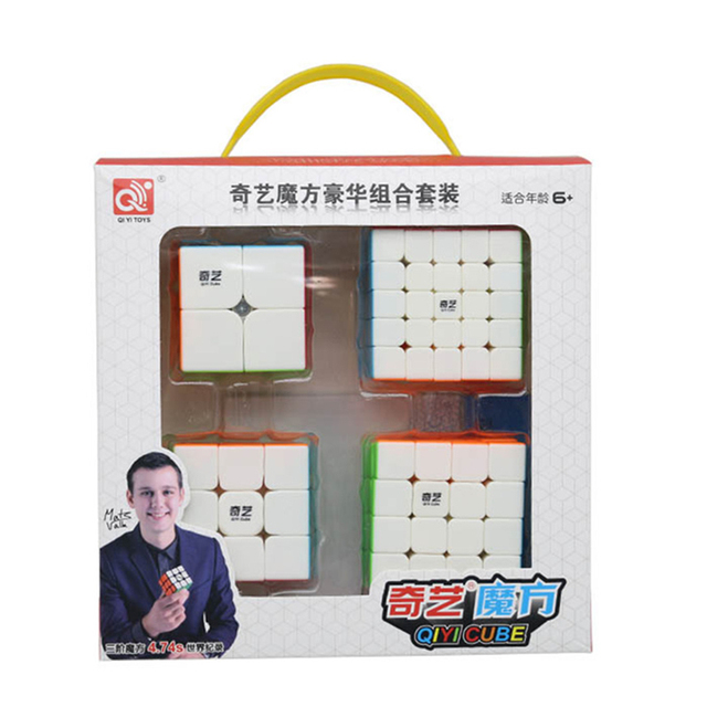 Luksusowy zestaw magicznych kostek QiYi 4 sztuki: 2x2, 3x3, 4x4, 5x5, piramida, Megaminx - kształcenie zawodowe i edukacyjne zabawki Cubo - Wianko - 5