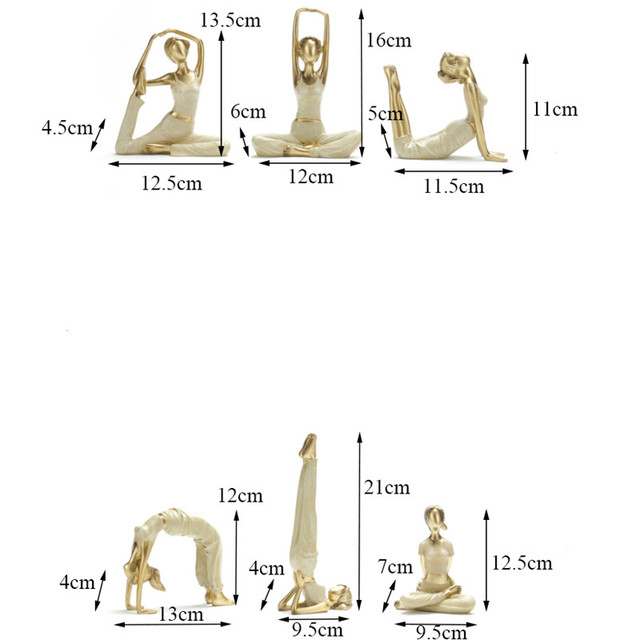 Zestaw 3 kreatywnych figurkowych postaw jogi - nowoczesne i proste, wykonane z żywicy - idealne jako ozdoba czy prezent dla dziewczyn - Wianko - 1