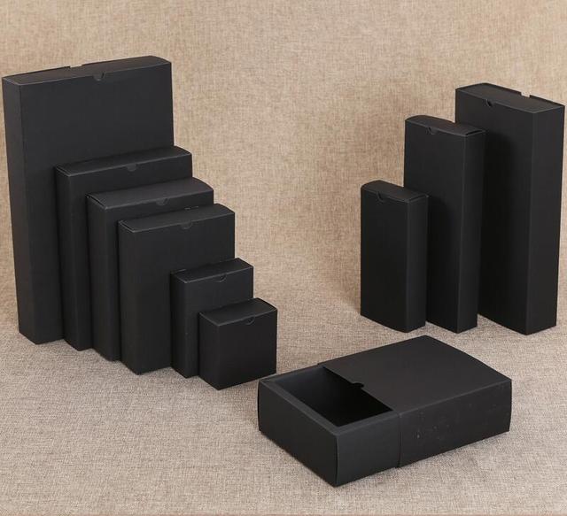 Czarny kartonowe pudełko z szufladami do pakowania prezentu - Wianko - 2
