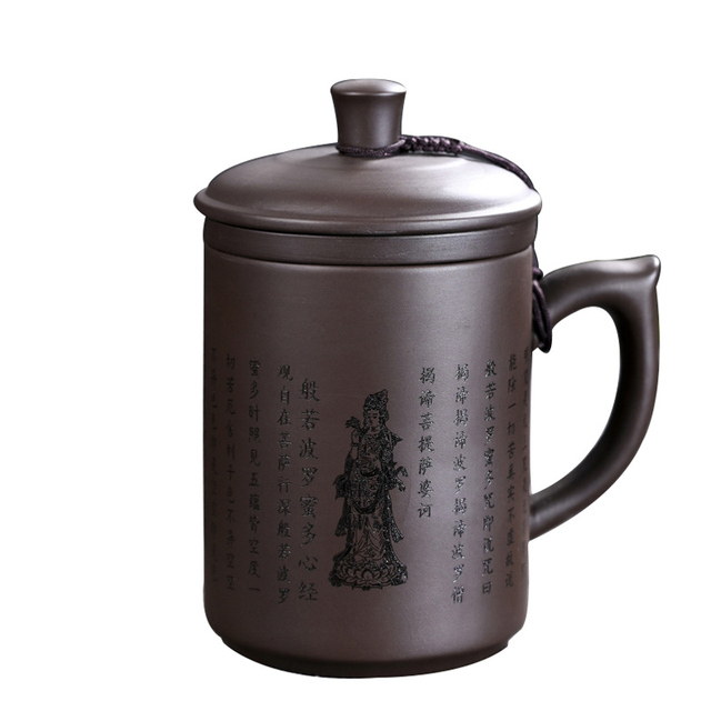 Zestaw do parzenia herbaty z filiżanką i wkładką filtrującą wykonanymi ręcznie z purpurowej gliny Yixing - Wianko - 12