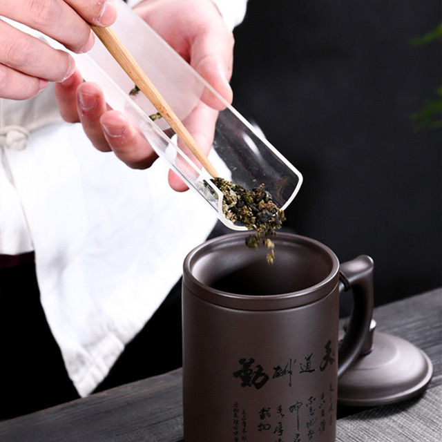 Zestaw do parzenia herbaty z filiżanką i wkładką filtrującą wykonanymi ręcznie z purpurowej gliny Yixing - Wianko - 4