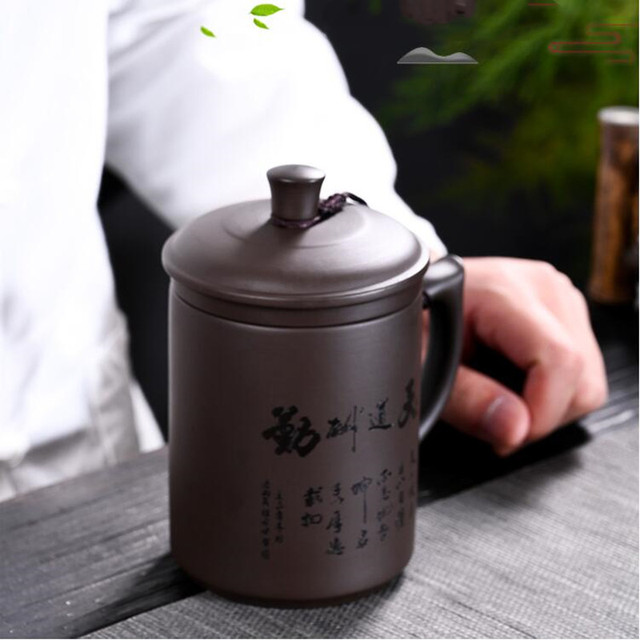 Zestaw do parzenia herbaty z filiżanką i wkładką filtrującą wykonanymi ręcznie z purpurowej gliny Yixing - Wianko - 10