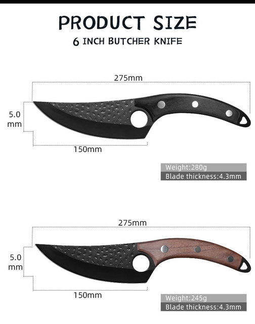 Mały nóż do trybowania i obierania oraz krojenia - zestaw narzędzi kuchennych 6 calowy, nóż rzeźnicki - Wianko - 2