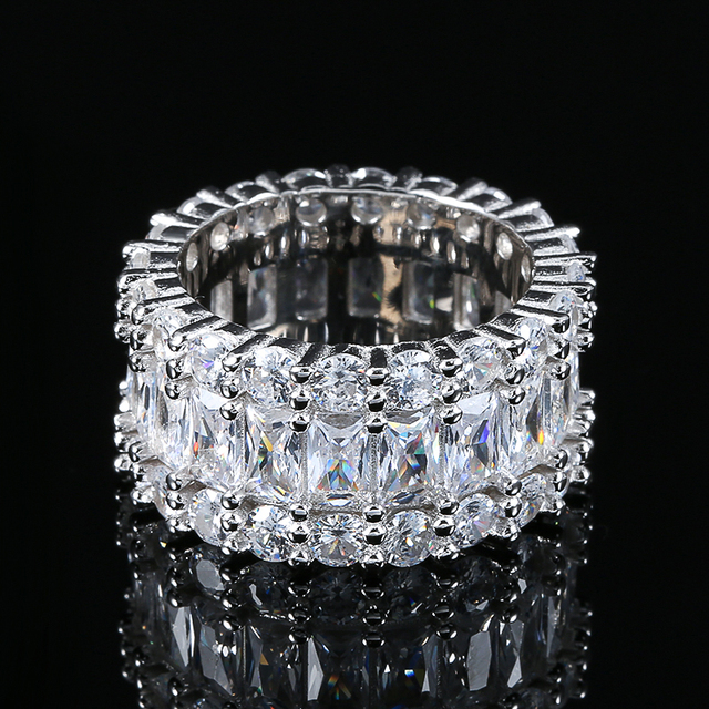 Pierścień damski Inlay Natural z białymi kryształami w kształcie geometrycznym, wykonany ze złota 585 w kolorze różowym - biżuteria ślubna - Wianko - 21