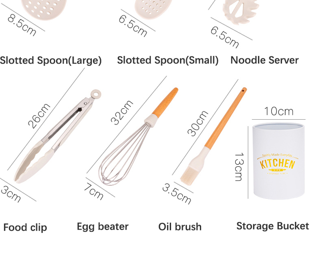 Zestaw naczyń kuchennych bezpiecznych dla dzieci - łopata, łyżka, pałeczki do jajek, drewniany uchwyt, łatwe do czyszczenia - Wianko - 3