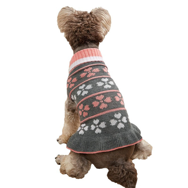Sweter dla psa z nadrukiem liści kotów - moda zimowa dla małych średnich szczeniąt - Wianko - 10