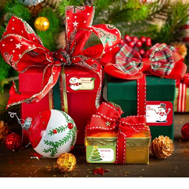 Naklejki świąteczne prostokątne 4.8*5.8CM (28-100 sztuk) do opakowań i prezentów - Wianko - 3