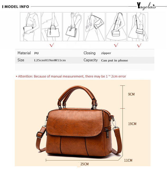 Nowa wysokiej jakości skórzana torebka na ramię dla kobiet w stylu vintage luksusowa torba crossbody - Wianko - 1