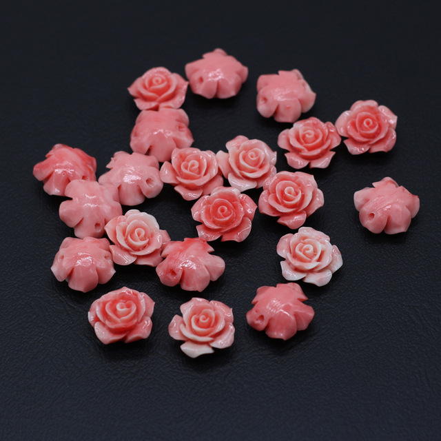 Koraliki kwiatowe różowe, kształt kwiatu, naturalny koral, luzem - Wianko - 4