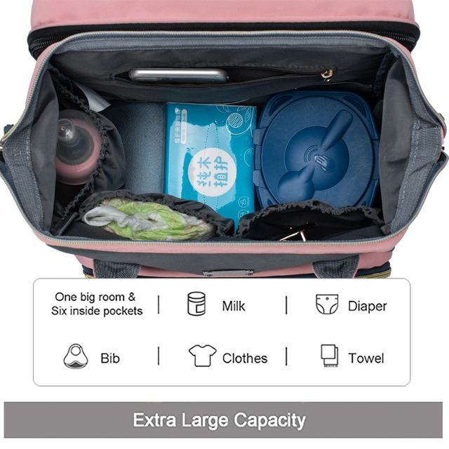Torba na pieluchy dla mam z dużą pojemnością i organizacją będąca plecakiem dla niemowląt i idealna na wózek - torby podróżne dla mamy - Wianko - 6