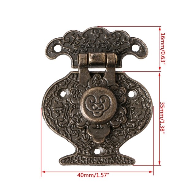 Antyczne drewniane pudełko biżuteryjne zamykane na klamrę - brązowy zamek - dekoracyjna mini szafa - Wianko - 5