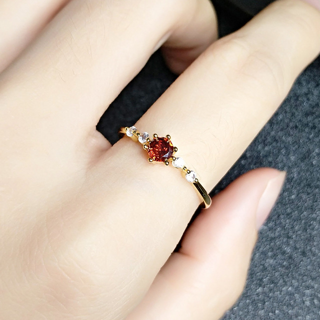 Pierścień damska moda minimalne kryształowe czerwony cyrkon kamień - Wianko - 7