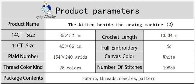 Zestaw do szycia krzyżem Kitten - 14ct 11ct, robótki haft DIY, dekoracyjne wzory, rękodzieło - Wianko - 7