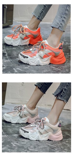 Nowy produkt do sklepu internetowego: Kobiece buty platformowe 2021 lato, wulkanizowane, różowe i pomarańczowe, dla casualowej mody, z płaską podeszwą i zwiększoną wysokością - Wianko - 25