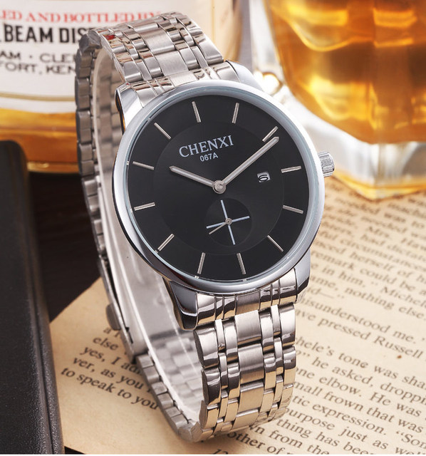 Męski zegarek marki CHENXI, kolor srebrny, stal nierdzewna, biznesowy styl, na co dzień - model 067A, kolekcja 2018 - Wianko - 23