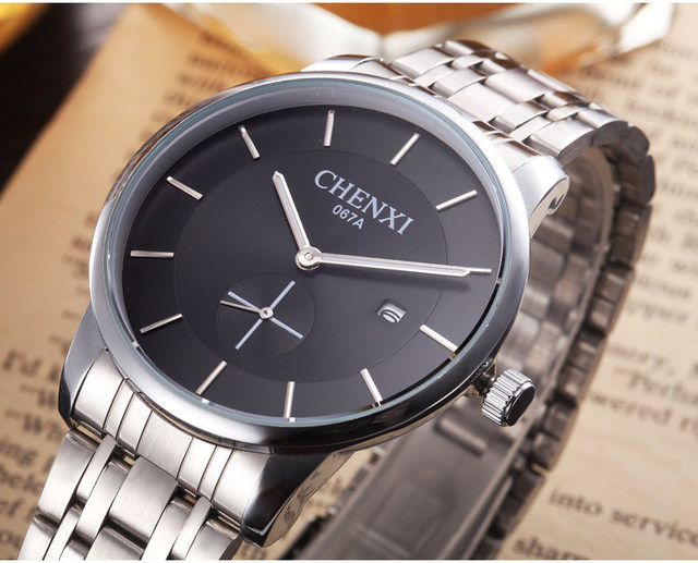 Męski zegarek marki CHENXI, kolor srebrny, stal nierdzewna, biznesowy styl, na co dzień - model 067A, kolekcja 2018 - Wianko - 22