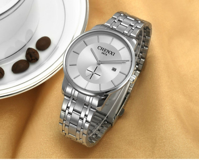 Męski zegarek marki CHENXI, kolor srebrny, stal nierdzewna, biznesowy styl, na co dzień - model 067A, kolekcja 2018 - Wianko - 10