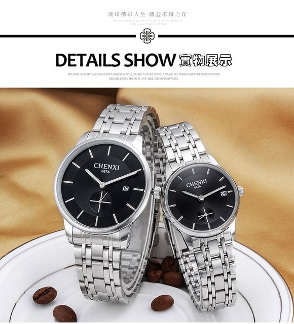 Męski zegarek marki CHENXI, kolor srebrny, stal nierdzewna, biznesowy styl, na co dzień - model 067A, kolekcja 2018 - Wianko - 7